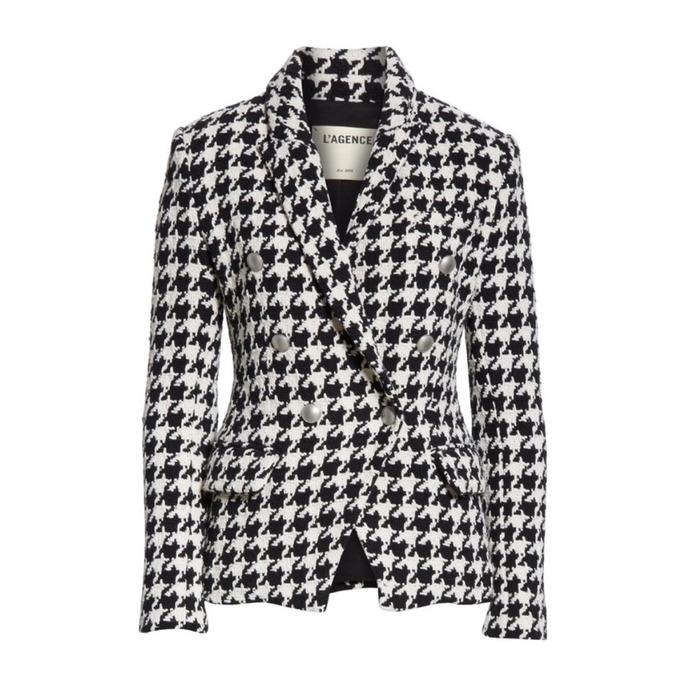 L’AGENCE Kenzie Houndstooth Blazer Jacket - Picture 3 of 8